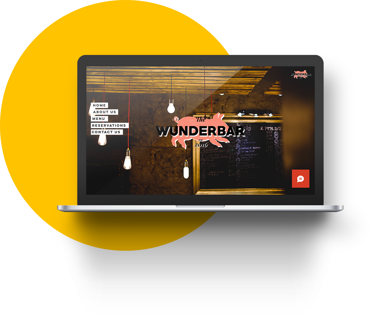 A laptop displaying the front page of the website of one of our clients - 'Wunderbar'.