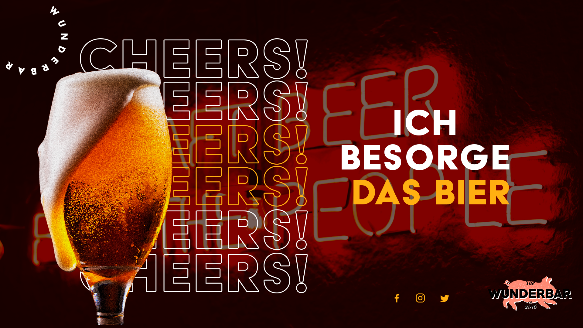 A flyer for the bar that says 'Ich Besorge Das Bier'.