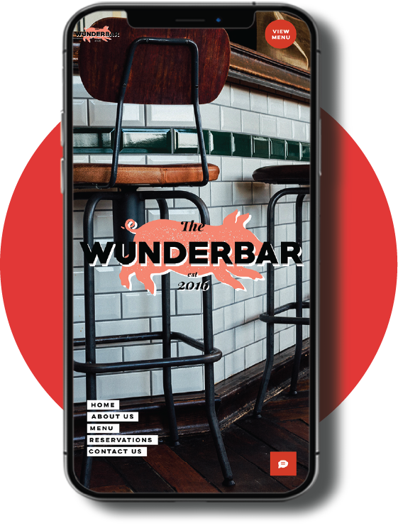 mobile phone displaying the front page of the Wunderbar website.